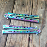 Color titanium butterfly training comb practice swinging knife outdoor cool tool knife (no blade)