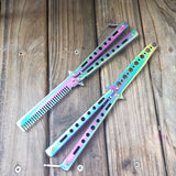 Color titanium butterfly training comb practice swinging knife outdoor cool tool knife (no blade)