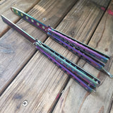 Color titanium butterfly training comb practice swinging knife outdoor cool tool knife (no blade)