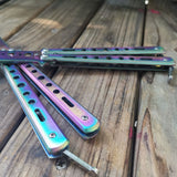Color titanium butterfly training comb practice swinging knife outdoor cool tool knife (no blade)