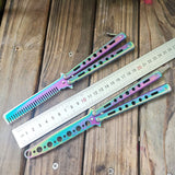 Color titanium butterfly training comb practice swinging knife outdoor cool tool knife (no blade)