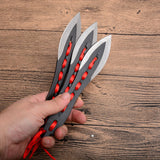 Tactical Fixed Blade Throwing Knife Set with Sheath 3pcs/6pcs Darts Ninja Kunai Hunting Knife (Red Ribbon)