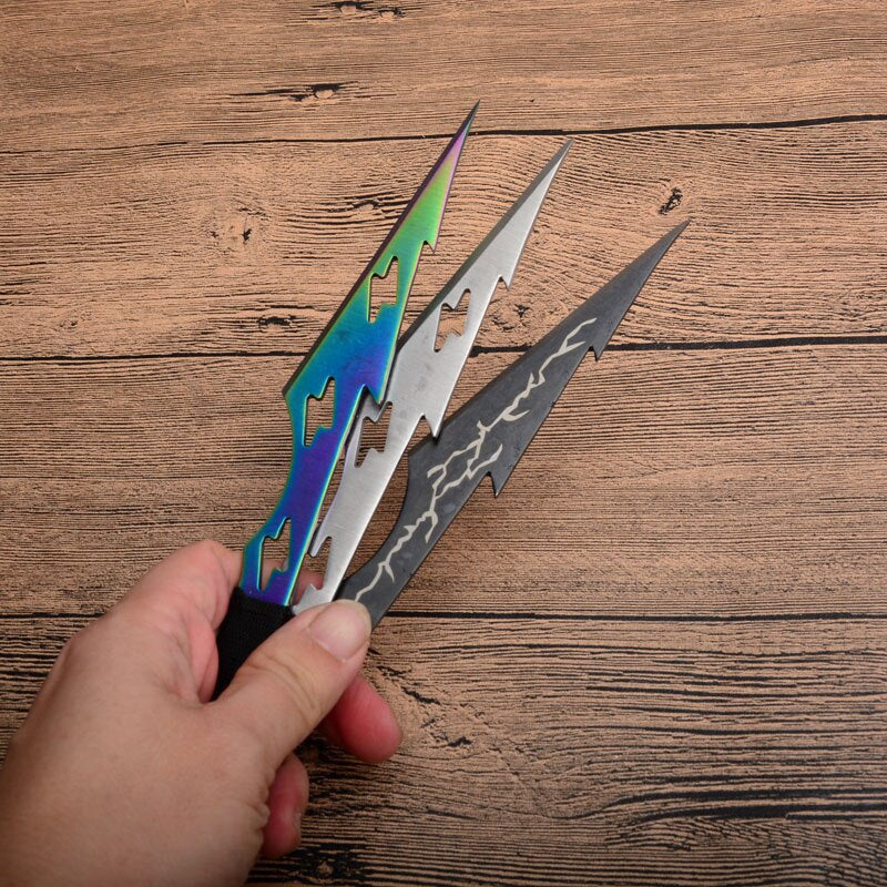 Tactical Fixed Blade 3pcs/6pcs Darts Ninja Kunai Hunting Knife Throwing Knife Set with Sheath (Tricolor Lightning)