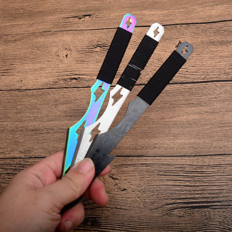 Tactical Fixed Blade 3pcs/6pcs Darts Ninja Kunai Hunting Knife Throwing Knife Set with Sheath (Tricolor Lightning)