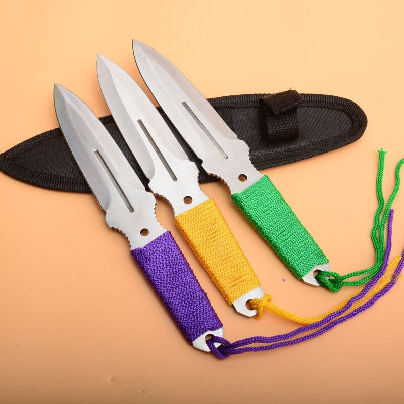 3 pcs/6 pcs Throwing Knife Set with Scabbard Shuriken Ninja Kunai Hunting Knife Tactical Fixed Blade
