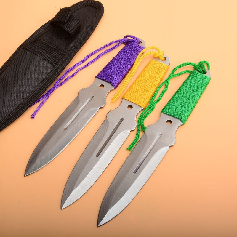 3 pcs/6 pcs Throwing Knife Set with Scabbard Shuriken Ninja Kunai Hunting Knife Tactical Fixed Blade