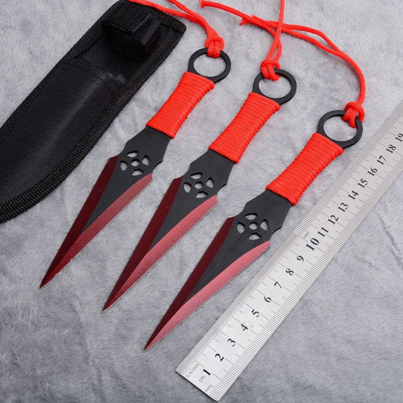Tactical Fixed Blade 3pcs/6pcs Darts Ninja Kunai Hunting Knife Throwing Knife Set with Sheath (Flower Type)
