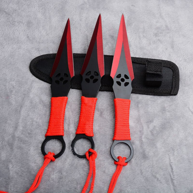 Tactical Fixed Blade 3pcs/6pcs Darts Ninja Kunai Hunting Knife Throwing Knife Set with Sheath (Flower Type)