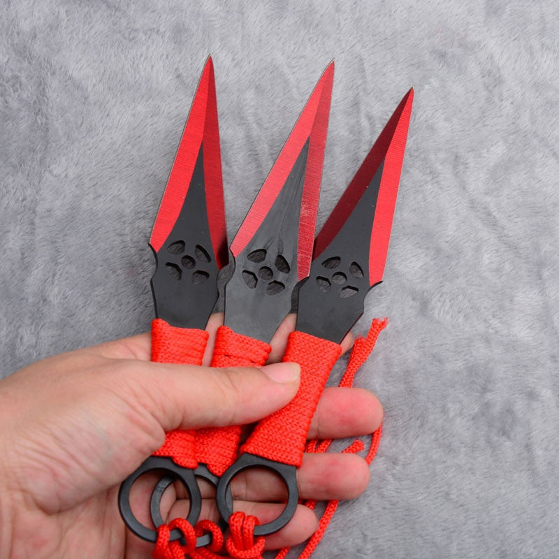 Tactical Fixed Blade 3pcs/6pcs Darts Ninja Kunai Hunting Knife Throwing Knife Set with Sheath (Flower Type)