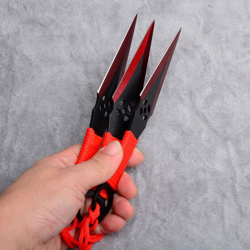 Tactical Fixed Blade 3pcs/6pcs Darts Ninja Kunai Hunting Knife Throwing Knife Set with Sheath (Flower Type)