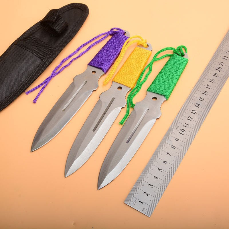 Shuriken Ninja Kunai Hunting Knife 3pcs/6pcs Tactical Fixed Blade Throwing Knife Set with Scabbard