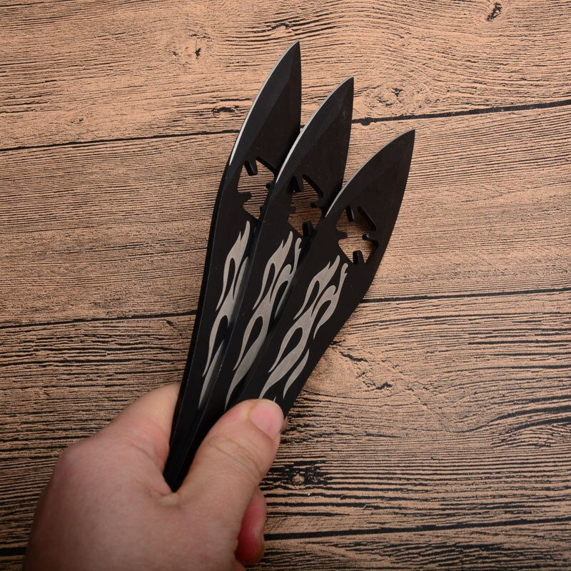 3pcs/6pcs Darts Ninja Hunting Knife Tactical Fixed Blade Throwing Knife Set with Sheath (Big Flame)