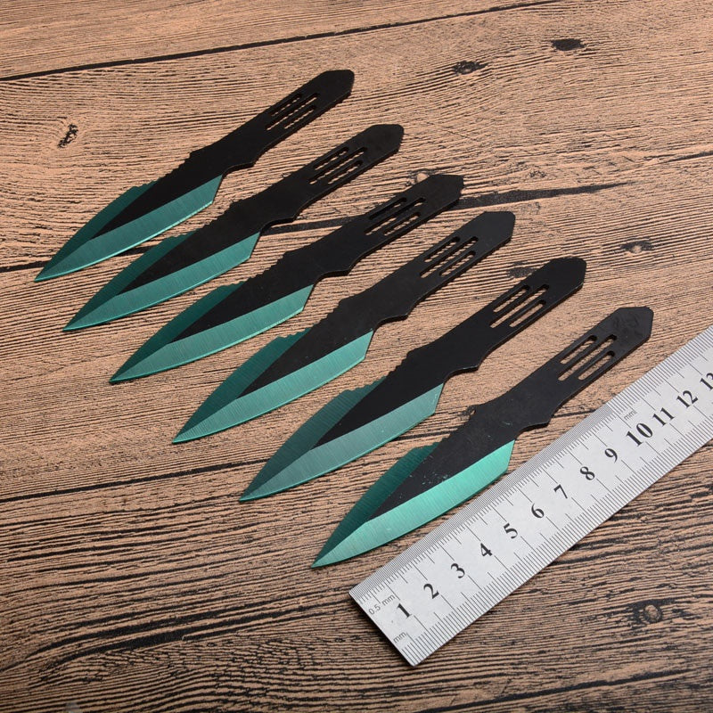 3pcs / 6pcs dart Ninja hunting knife tactical fixed blade Throwing Knife Set with sheath (green blade)