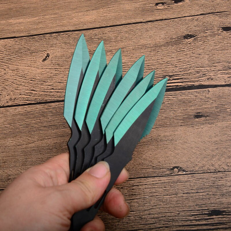 3pcs / 6pcs dart Ninja hunting knife tactical fixed blade Throwing Knife Set with sheath (green blade)