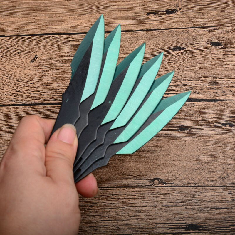 3pcs / 6pcs dart Ninja hunting knife tactical fixed blade Throwing Knife Set with sheath (green blade)