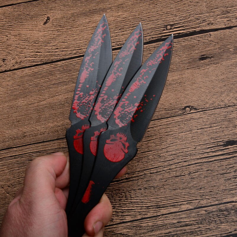 actical Fixed Blade Throwing Knife Set with Sheath（Ghost Head） 3pcs/6pcs  Darts Ninja Kunai Hunting Knives T