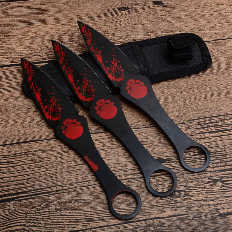 actical Fixed Blade Throwing Knife Set with Sheath（Ghost Head） 3pcs/6pcs  Darts Ninja Kunai Hunting Knives T