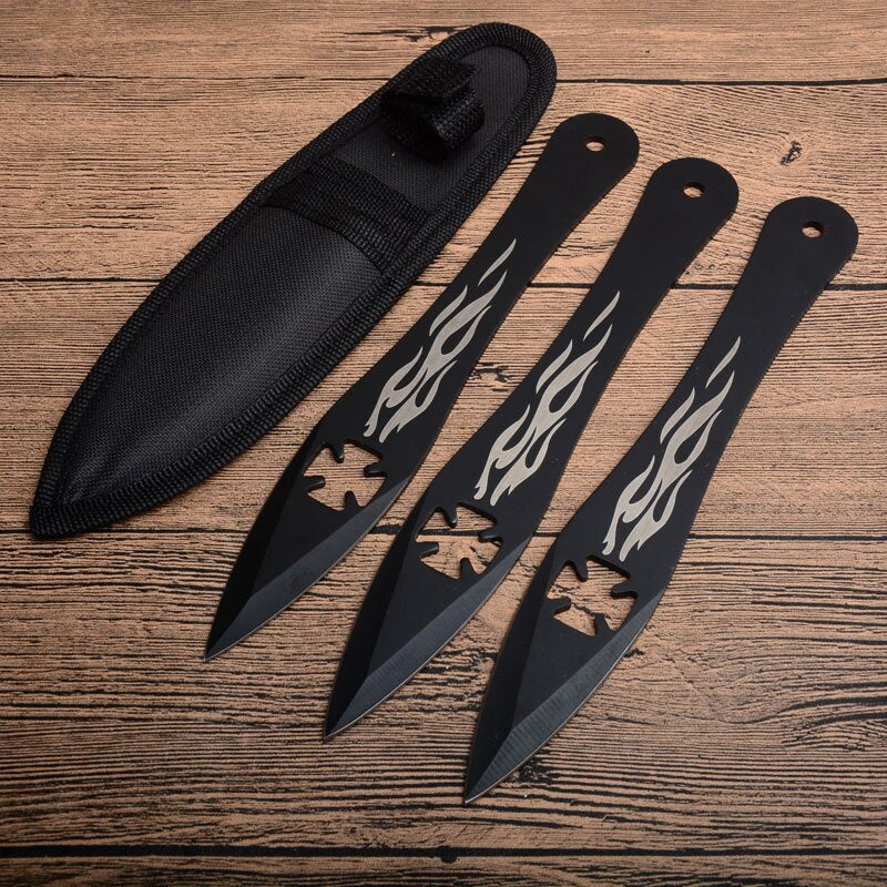 Tactical Fixed Blade Throwing Knife Set with Sheath（Large flame）Darts Ninja Kunai Hunting Knives 3pcs/6pcs