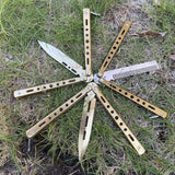 Golden Comb Butterfly Knife Practice Butterfly Folding Knife Shake Knife Fancy Comb Unblade All-steel Butterfly Knife