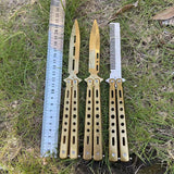 Golden Comb Butterfly Knife Practice Butterfly Folding Knife Shake Knife Fancy Comb Unblade All-steel Butterfly Knife