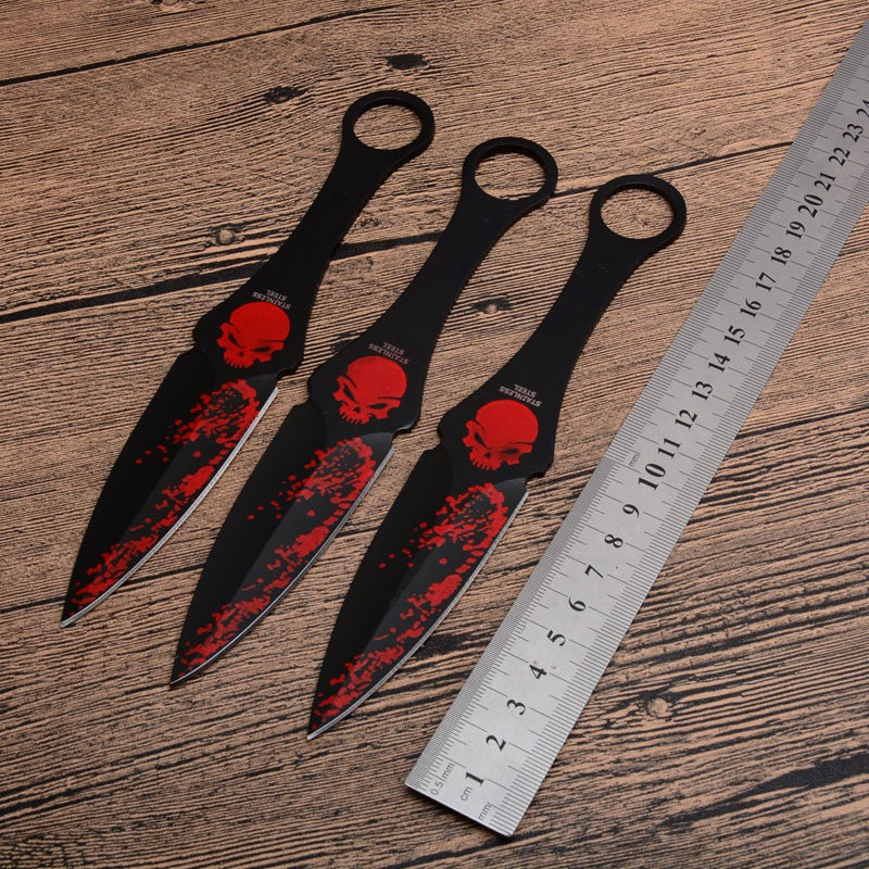 3pcs / 6pcs dart Ninja kunai hunting knife fixed blade Throwing Knife Set with scabbard (Ghost Head)