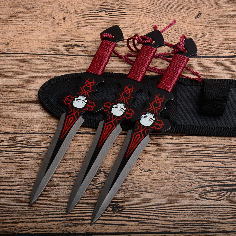 3pcs/6pcs Throwing Knife Set with Sheath (doll) Darts Ninja Kunai Hunting Knife Tactical Fixed Blade