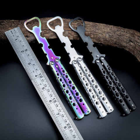 Multifunctional Folding Bottle Opener Shake Knife Unopened Butterfly Knife Training Knife Practice Tool