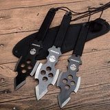 3pcs/6pcs Darts Ninja Kunai Hunting Knives Tactical Fixed Blade Throwing Knife Set with Sheath（Skull）
