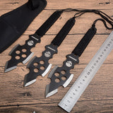 3pcs/6pcs Darts Ninja Kunai Hunting Knives Tactical Fixed Blade Throwing Knife Set with Sheath（Skull）
