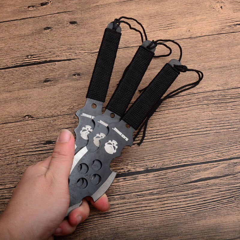 3pcs/6pcs Darts Ninja Kunai Hunting Knives Tactical Fixed Blade Throwing Knife Set with Sheath（Skull）