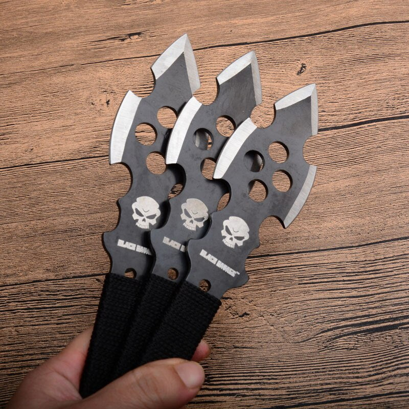 3pcs/6pcs Darts Ninja Kunai Hunting Knives Tactical Fixed Blade Throwing Knife Set with Sheath（Skull）