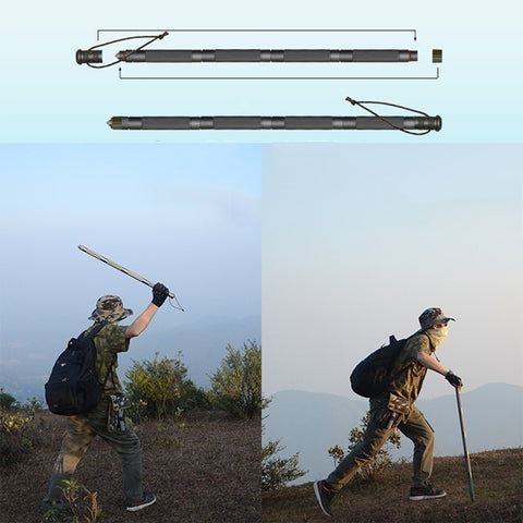 2025 Sticks Multi-Function Trekking Pole Stick Self-Defens Alpenstock Survival Tactical Stick Outdoor Tools CXR  Detachable 4/5/6/7in1   | POPOTR™