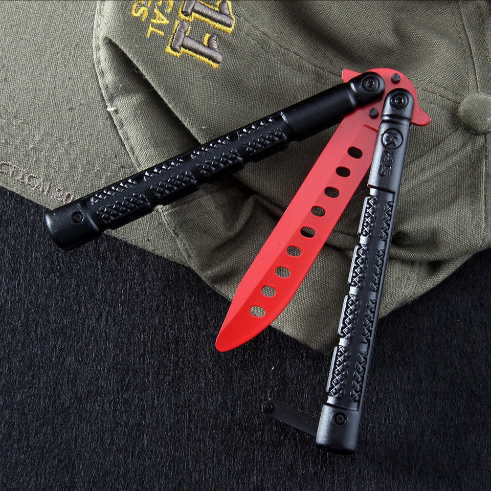 Practice cool play aluminum handle knife novice training K25 knife thickened stainless steel butterfly knife for beginners without edge