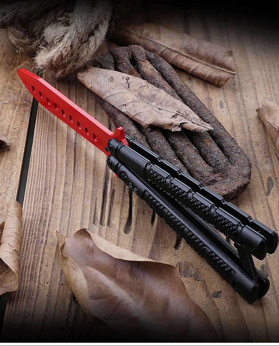 Practice cool play aluminum handle knife novice training K25 knife thickened stainless steel butterfly knife for beginners without edge