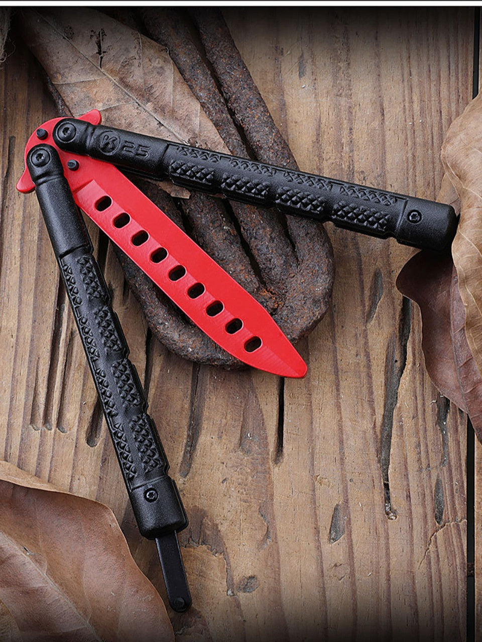 Practice cool play aluminum handle knife novice training K25 knife thickened stainless steel butterfly knife for beginners without edge