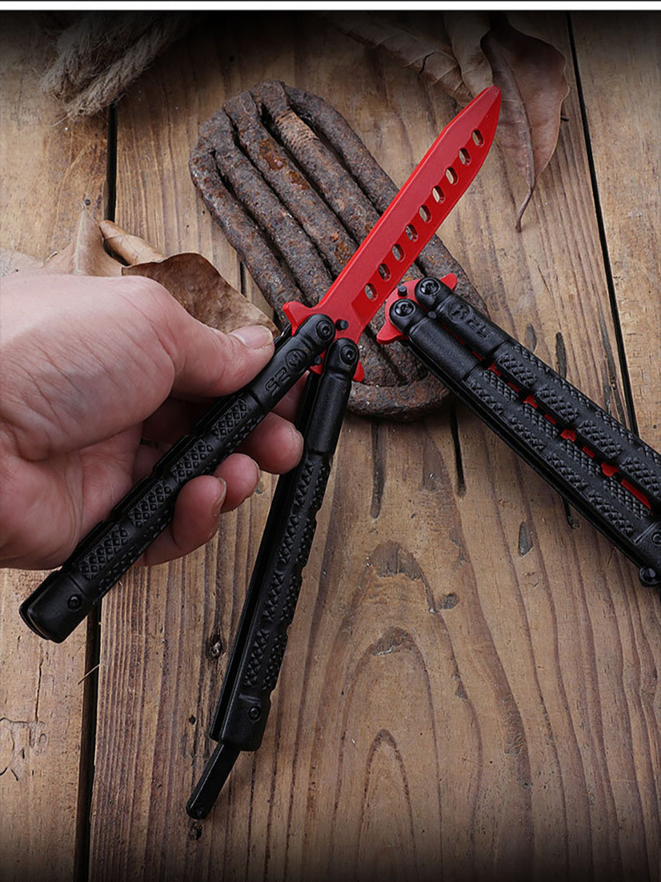 Practice cool play aluminum handle knife novice training K25 knife thickened stainless steel butterfly knife for beginners without edge
