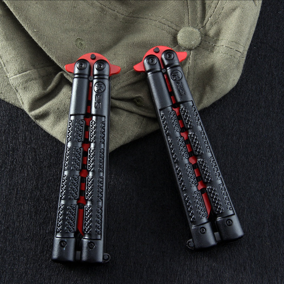 Practice cool play aluminum handle knife novice training K25 knife thickened stainless steel butterfly knife for beginners without edge