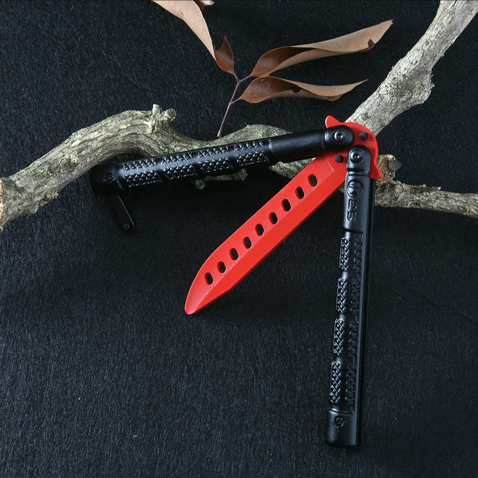 Practice cool play aluminum handle knife novice training K25 knife thickened stainless steel butterfly knife for beginners without edge