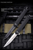 Outdoor survival multi-function knife short knife self-defense d2 fruit knife collection knife folding knife outdoor knife（white tip）