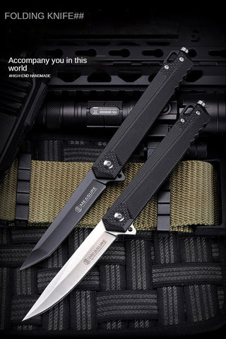 Outdoor survival multi-function knife short knife self-defense d2 fruit knife collection knife folding knife outdoor knife（white tip）
