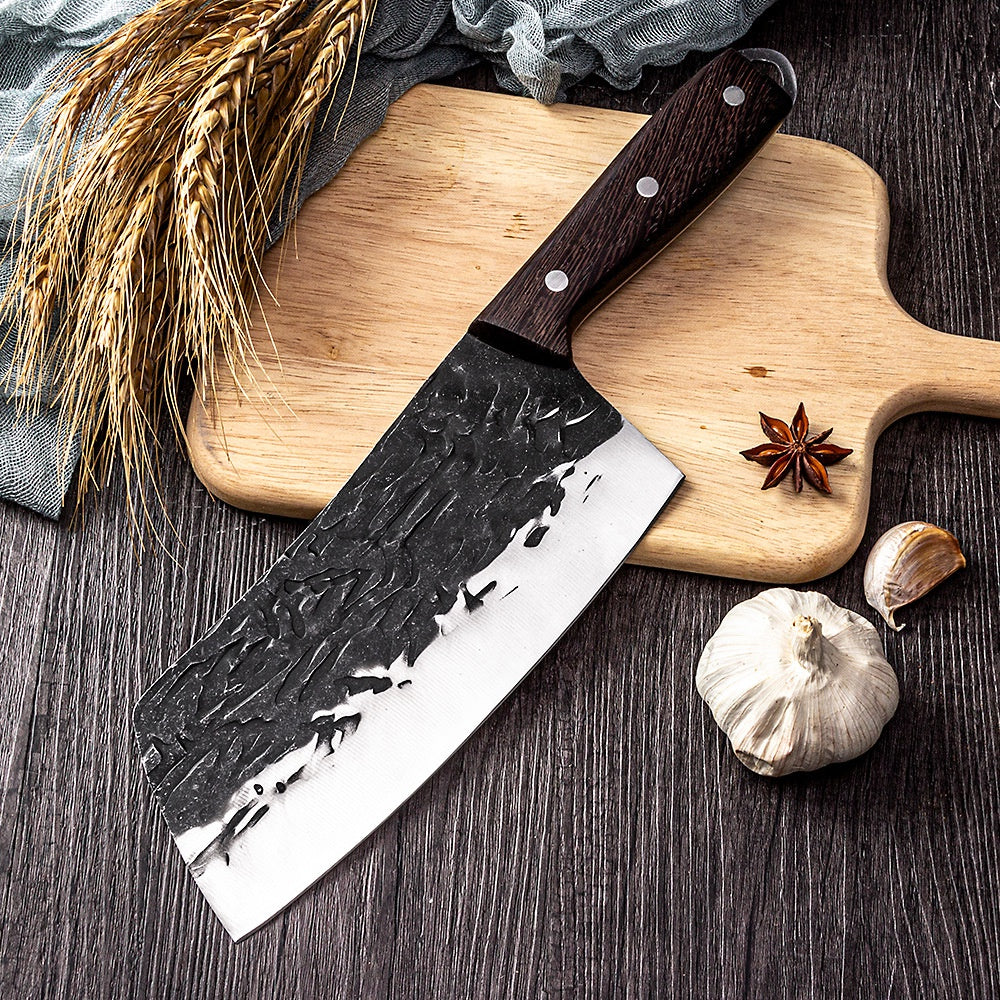 Hand forged Longquan hammer pattern kitchen knife household slicing meat kitchen knife