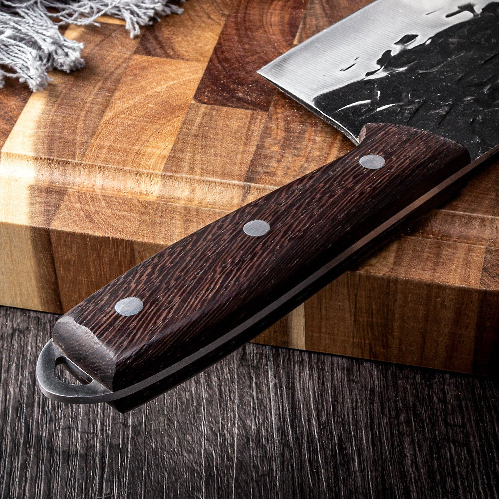 Hand forged Longquan hammer pattern kitchen knife household slicing meat kitchen knife
