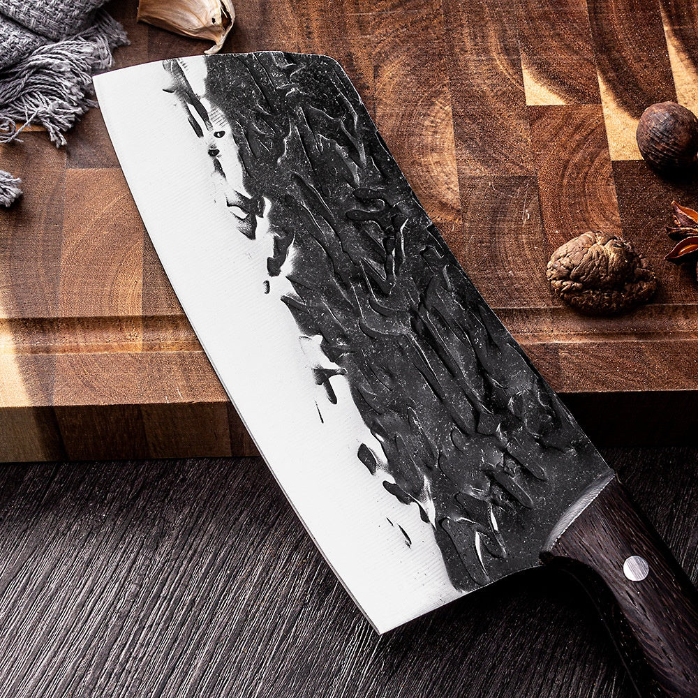 Hand forged Longquan hammer pattern kitchen knife household slicing meat kitchen knife