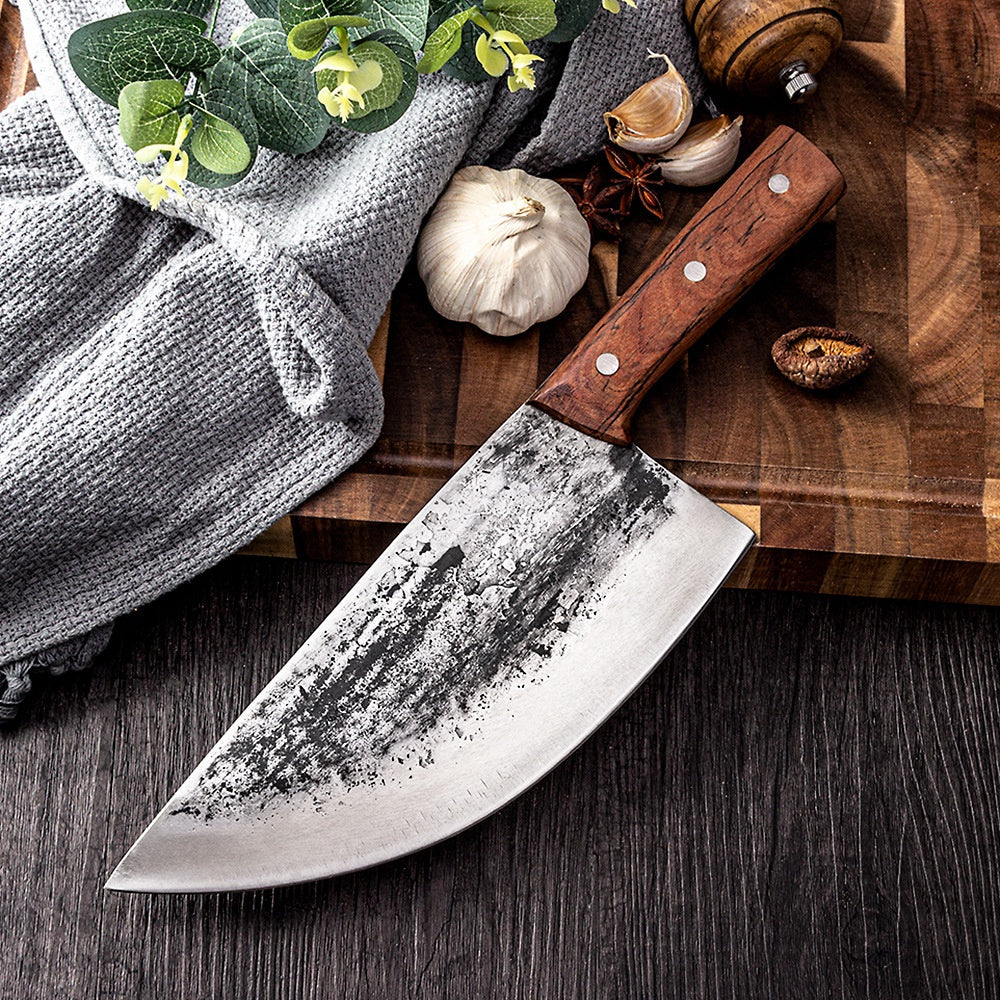Elastic steel pork knife slaughtering knife hand forging meat cutting knife boning pig killing Longquan knife