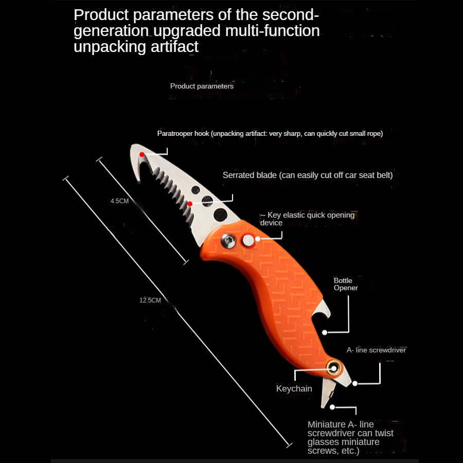 Folding quick open box opener multi-functional outdoor portable knife emergency survival tool express box opener