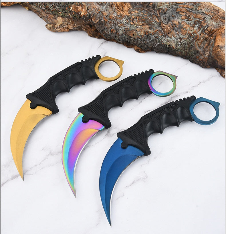 Outdoor high hardness portable multi-functional camping survival knife CSGO game claw knife outdoor self-defense eagle claw knife