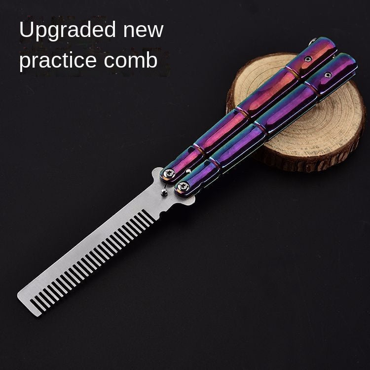 butterfly comb without edge New product color titanium version butterfly comb Butterfly practice knife