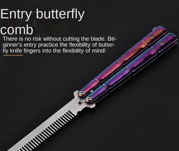 butterfly comb without edge New product color titanium version butterfly comb Butterfly practice knife