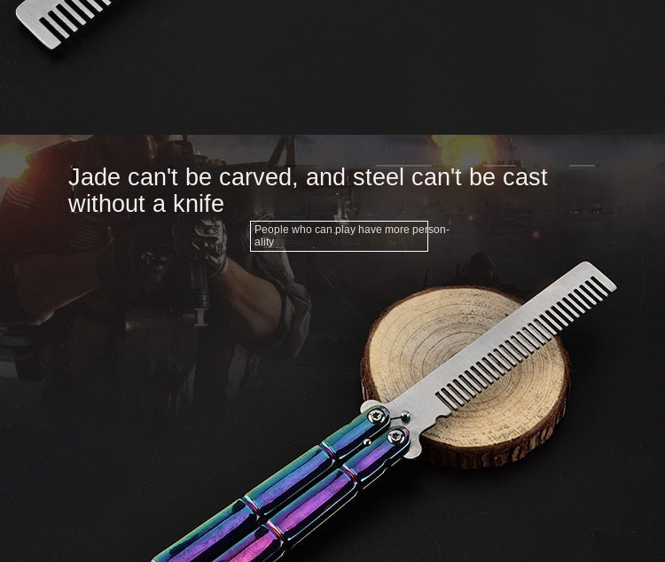 butterfly comb without edge New product color titanium version butterfly comb Butterfly practice knife