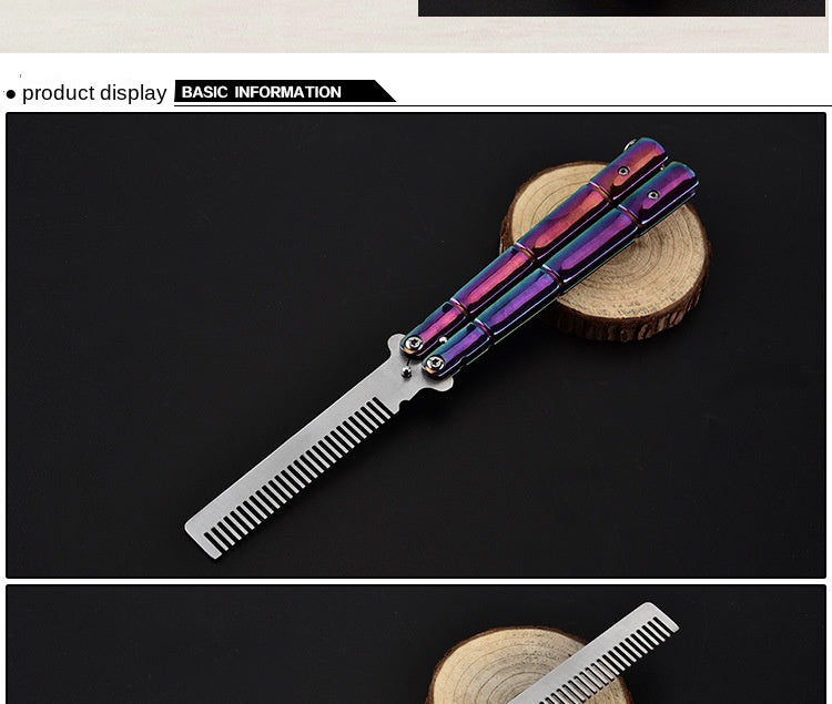 butterfly comb without edge New product color titanium version butterfly comb Butterfly practice knife